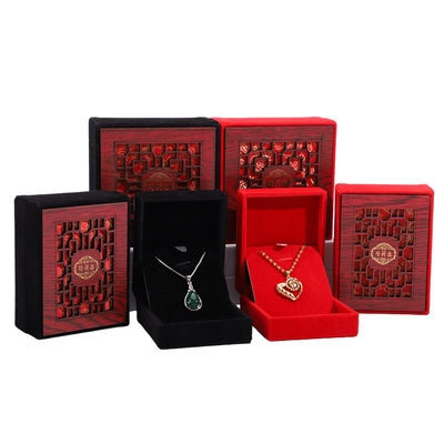 شعار مخصص لون خشب مجوهرات صندوق للخواتم سوارات عرض التغليف