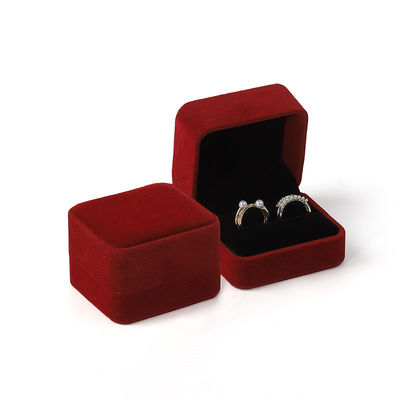 أحمر أخضر ضوء مخملي مجوهرات خاتم زفاف التعبئة والتحميل صندوق مجوهرات