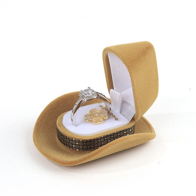 صندوق خاتم مجوهرات رعاة البقر المخملي المتميز القابل للتخصيص للهدايا في العطلات