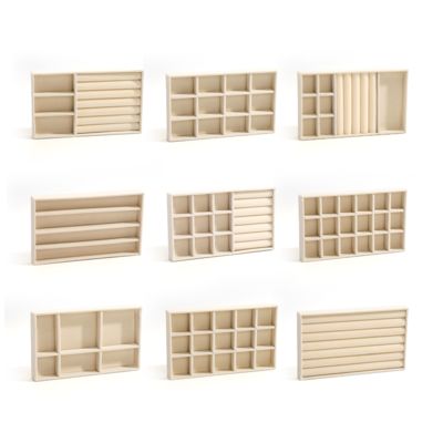 صواني مجوهرات مخملية بيج فاخرة قابلة للتخصيص صانعي القطع الأصلية لعرض المجوهرات للخاتم والسوار والقلادة