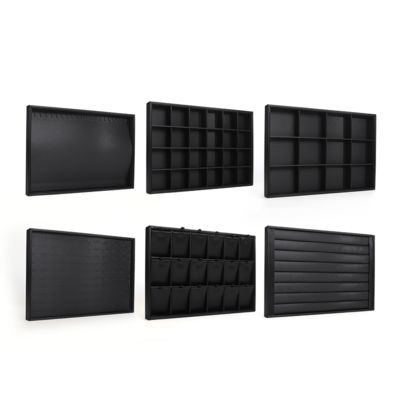 صواني مجوهرات جلدية سوداء فاخرة قابلة للتخصيص صانعي القطع الأصلية (OEM) لعرض المجوهرات للخواتم والأساور والقلائد